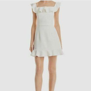 French connection white ruffle cocktail dress